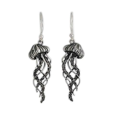 Nina Designs Sterling Silver Jellyfish Dangle Earrings white background