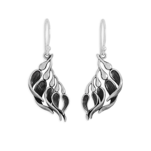 Nina Designs Sterling Silver Kelp Dangle Earrings 40x16mm