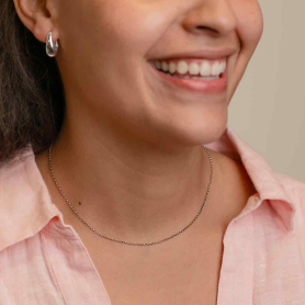 Silver Delicate Round Faceted Cable Chain on model