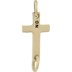 Cross Charm Link - Bronze 6x17mm