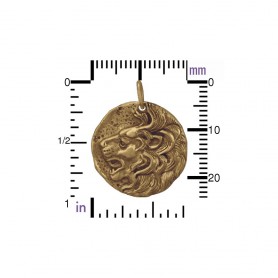 Ancient Coin Jewelry Charm - Lion - Bronze 24x20mm