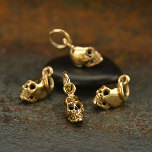 Mini Skull Jewelry Charm - Bronze 13x5mm