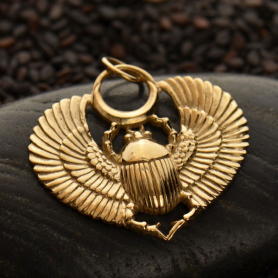 Egyptian Scarab Jewelry Pendant - Bronze 29x27mm
