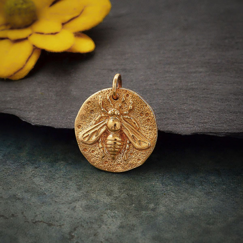 Bronze Ancient Bee Coin Charm 19x16