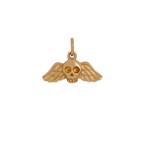 Bronze Flying Skull Charm 12x17mm