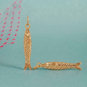 Bronze Sardine Charms on blue background