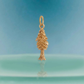 Bronze Small Dimensional Pine Tree Charm