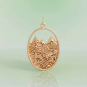 Bronze Mountain and River Pendant 30x19mm on green background