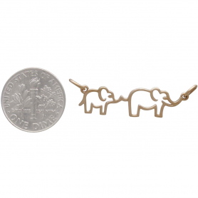 Bronze Mama and Baby Elephant Pendant Festoon 12x30mm