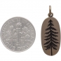 Bronze Etched Pine Tree Charm 26x10mm