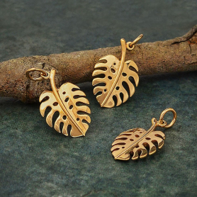 Bronze Monstera Leaf Charm 22x11mm