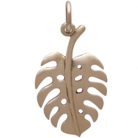 Bronze Monstera Leaf Charm 22x11mm