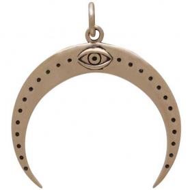 Bronze Moon Pendant with All Seeing Eye 28x25mm
