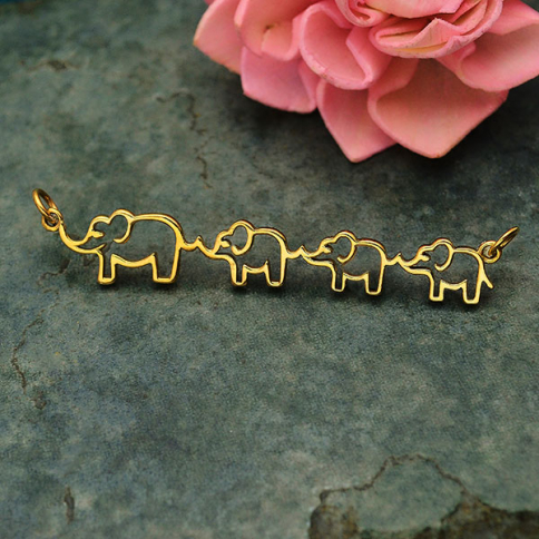 Bronze Mama and Three Baby Elephant Pendant