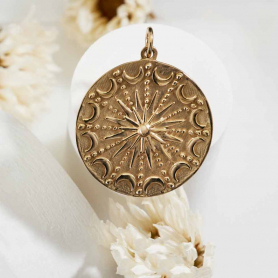 Bronze Sun and Moon Mandala Pendant 28x22mm