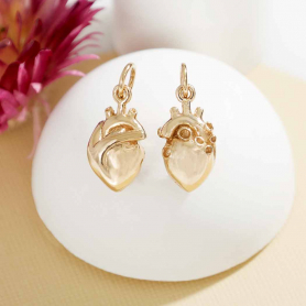 Bronze Small 3D Anatomical Heart Charm 18x8mm