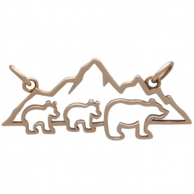 Bronze Mama and 2 Baby Bear Pendant Festoon 14x32mm