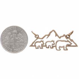 Bronze Mama and 2 Baby Bear Pendant Festoon 14x32mm