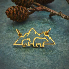 Bronze Mama and 1 Baby Bear Pendant 14x28mm DISCONTINUED