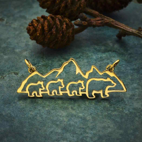 Bronze Mama and 3 Baby Bear Pendant 14x35mm DISCONTINUED