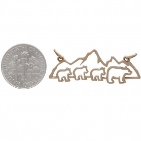 Bronze Mama and 3 Baby Bear Pendant Festoon 14x35mm