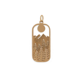 Bronze Rectangle Tree Pendant with Sun 31x12mm