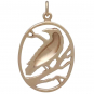 Bronze Raven Pendant in Oval Frame