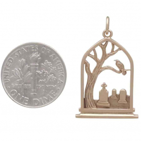 Bronze Graveyard Charm 29x17mm