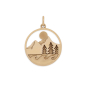 Bronze Mountain Trees and Waves Layered Pendant 24x18mm