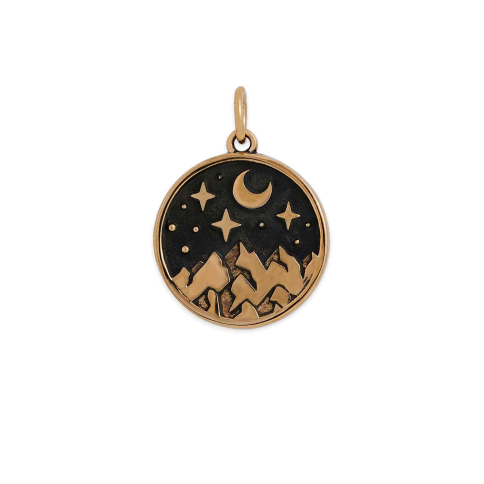 Bronze Mountain Charm with Night Sky 20x15