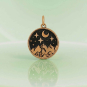 Bronze Mountain Charm with Night Sky on green background