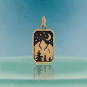 Bronze Mountain Range Pendant  on blue background