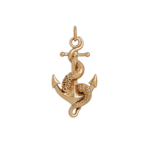 Bronze Anchor and Octopus Tentacle Pendant 29x15mm