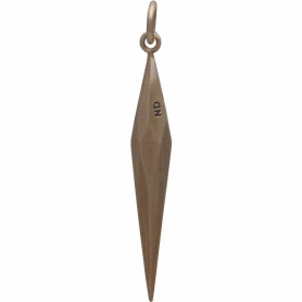 Large Faceted Spike Pendant - Bronze 40x5mm
