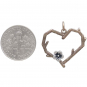 Bronze Branch Heart Charm with Silver Blossom 23x23mm