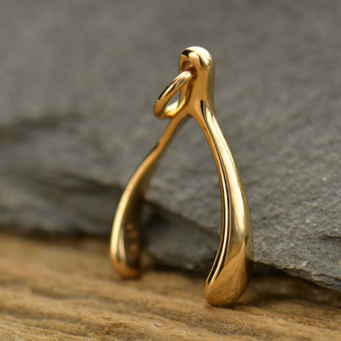 Medium Wishbone Bronze Jewelry Charm 20x10mm