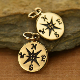 Bronze Compass Charm 16x10mm