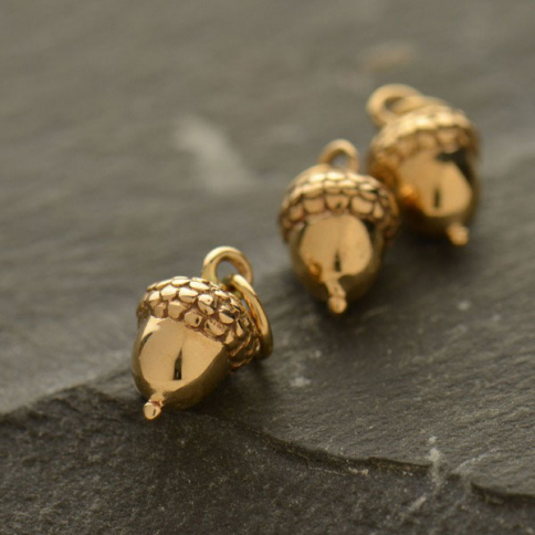 Small Acorn Bronze Jewelry Charm 12x6mm