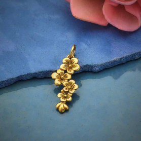 Bronze Cherry Blossoms Charm 23x9mm
