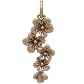 Bronze Cherry Blossoms Charm 23x9mm