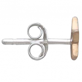 Bronze Stud Earrings - Star and Moon 7x5mm