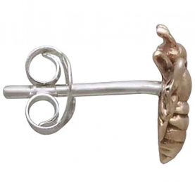 Bronze Bee Stud Earrings 9x11mm with Silver Post