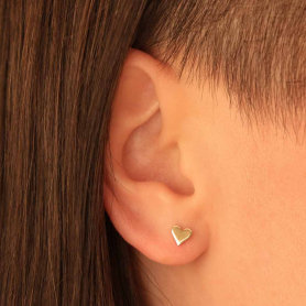 Bronze Heart Post Earrings 5x6mm