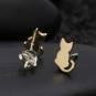 Bronze Tiny Cat Stud Earrings 9x6mm