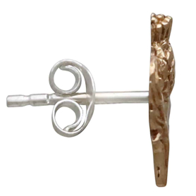 Bronze Dimensional Thistle Post Earrings Side View