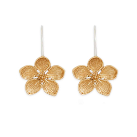 Bronze Dimensional Cherry Blossom Hook Earrings 26x16mm