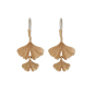 Bronze Cascading Ginkgo Leaf Hook Earrings 32x16mm  
