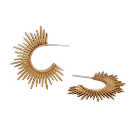 Bronze Sunburst Post Hoop Earrings 31x19mm