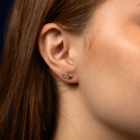 Bronze Shooting Star Stud Earrings 11x6mm on ear