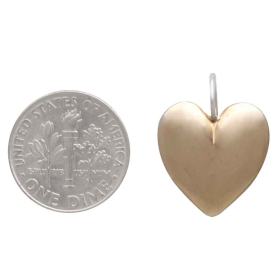 Bronze Large Heart Hook Earrings with Dime